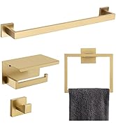 Brushed Gold Bathroom Towel Bar Holder Sets Premium Stainless Steel 4-Piece Bathroom Hardware Set...