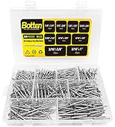 BOTTEN 295pcs 9 Sizes Stainless Steel Blind Pop Rivets, Pop Rivet Assortment Kit(Silver) (Silver)