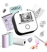 Memoqueen Thermal Sticker Printer with 3 Rolls Paper, T02 AI Drawing Print Pods Mini Printer Stic...
