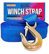 Boat Trailer Winch Strap with Hook, Heavy Duty Replacement for Hand Crank Trailer, 2 Inch x 20 Fe...