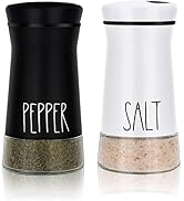 Farmhouse Salt and Pepper Shakers with Adjustable Pour Holes, Refillable Salt Shaker by Aelga, Pe...