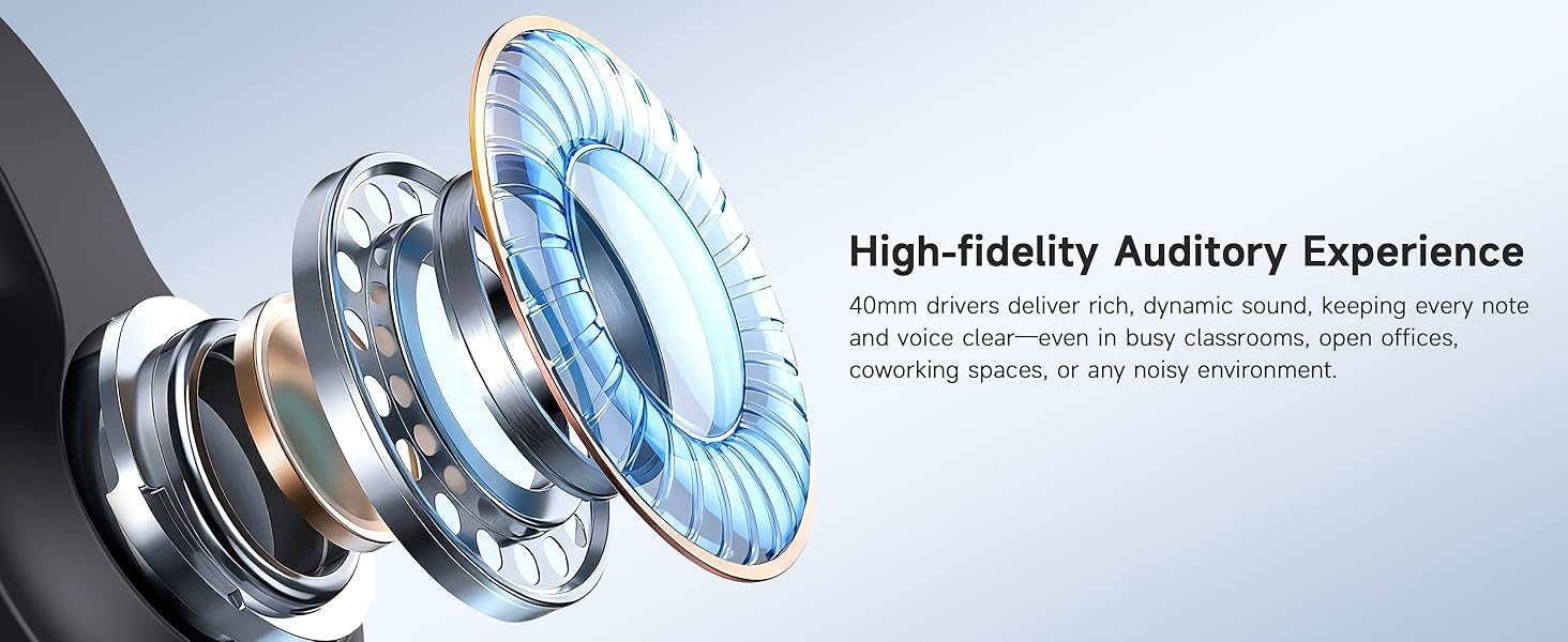 Computer Headset with Microphone for PC, USB Headset with Noise Cancelling Mic Black