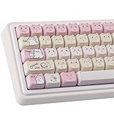 TYRIXKI PBT Keycaps 145 Keys Cute Keycap Dye-Sublimation Lazy Cat Keycaps Mao Profile Custom Keyc...