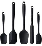Silicone Spatula Set, 5 Piece Food Grade Rubber Spatulas for Baking, Cooking, and Mixing High Hea...