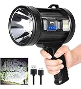 MIXILIN Rechargeable Spotlight, 90000 Lumens Handheld Hunting Flashlight Led Spot Light with Cob ...