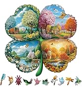 Wooden Jigsaw Puzzle for Adults - 244 Pieces Four Seasons Clover Landscape Puzzles, Premium Woode...