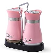 Salt and Pepper Shakers Set, Stainless Steel with Glass Bottle for Table, RV, Camp, BBQ, Set of 2...