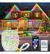 RGB Color Changing Rope Lights Outdoor, 33ft 100LED Smart Christmas Lights Remote &amp; APP Control, ...