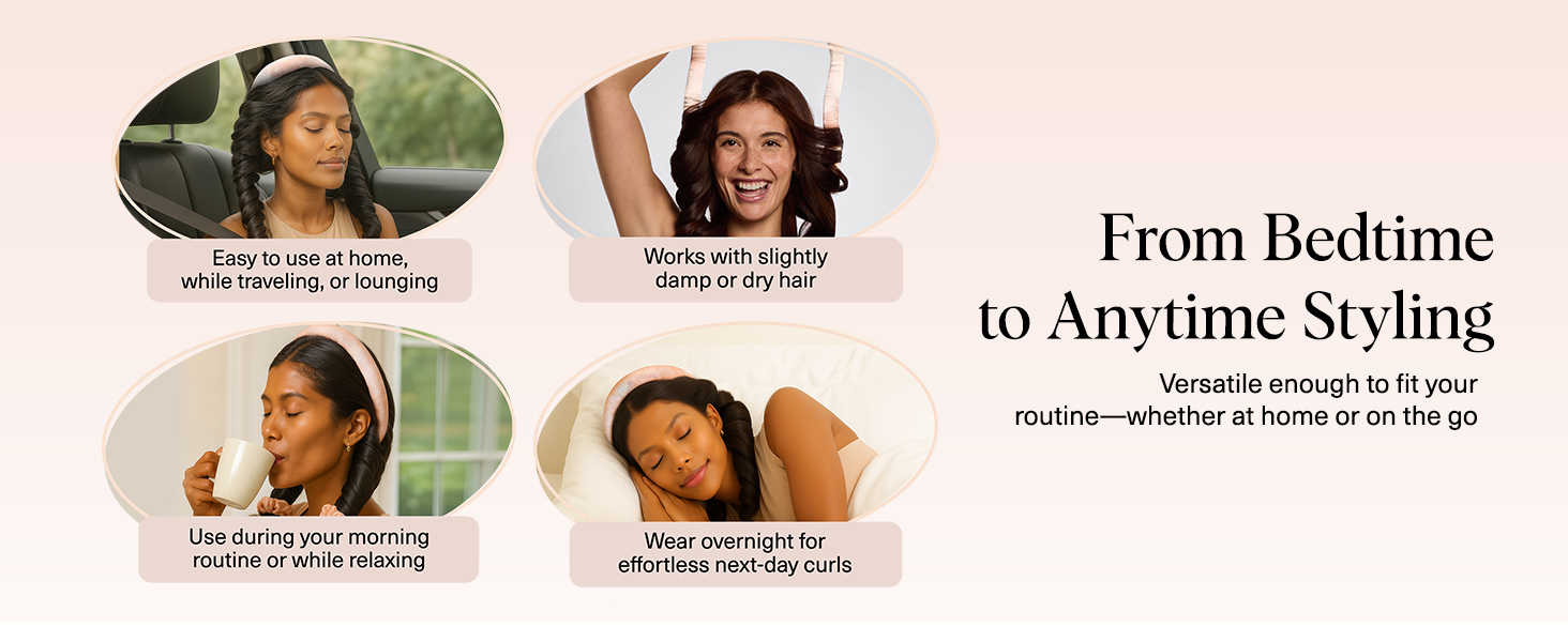 Kitsch Satin Heatless Curling Set eatless Hair Curler for Wome In Satin Scrunchies Sunset