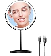 WIZCHARK 8” Lighted Makeup Mirror, 1X 10X Magnifying Mirror with Light, Double Sided Vanity Mirro...