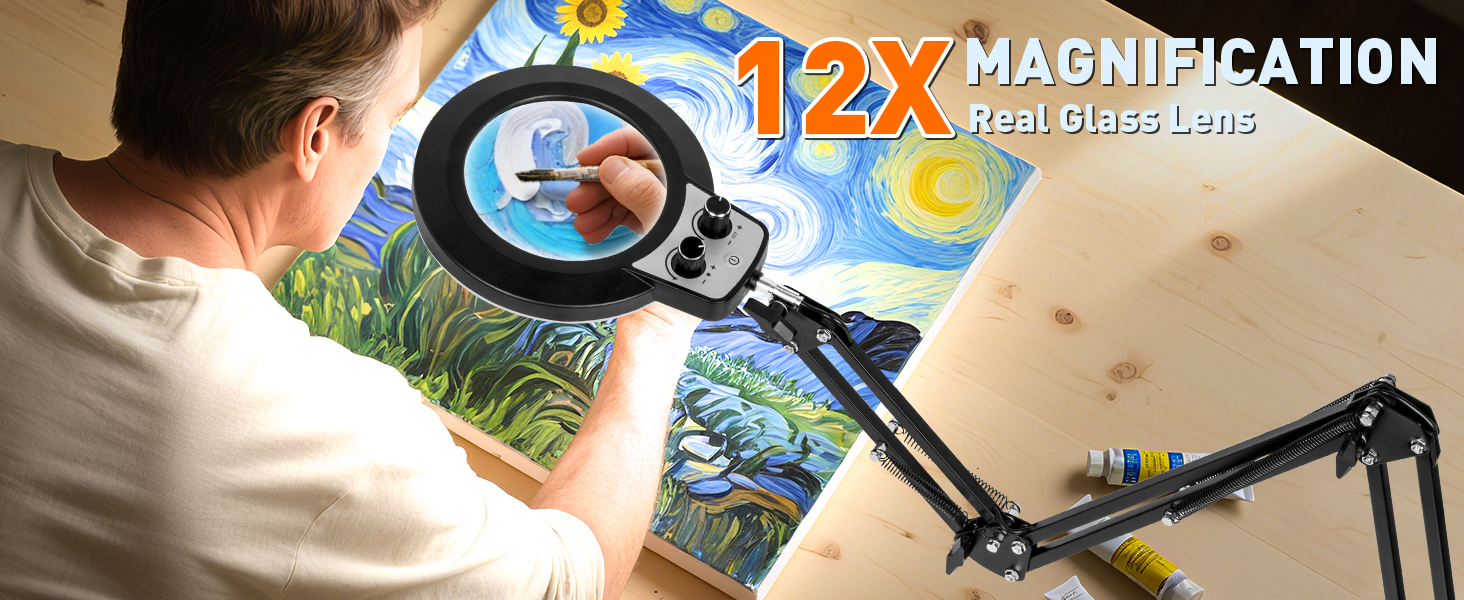 12X magnification magnifying glasses with light for close work hands free magnifying glass light
