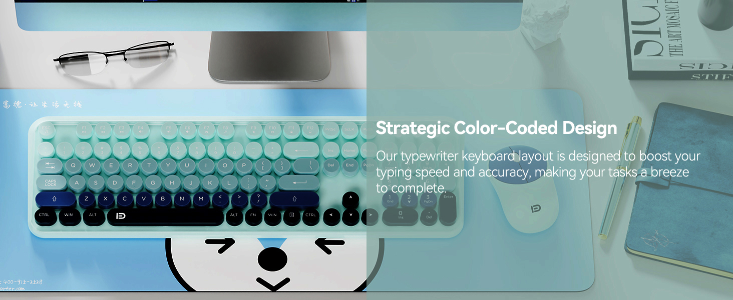 wireless keyboard and mosue teal aesthetic setup