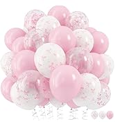 HILAVO Pink Bow Balloons, 12 Inch Pastel Light Pink Transparent White Bow Print Coquette Balloon ...
