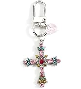 Cross Keychain Womens Bling Cross Keycharm with Rhinestone Christian Faith Keyring for Women Spar...
