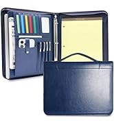 FORTAVEM Faux Leather Portfolio with Handle, 3-Ring Padfolio Organizer for 13.9-Inch Laptop/Table...