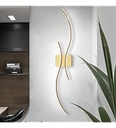 CANEOE Modern Wall Sconce, 39Inch Gold LED Wall Light Fixtures,6000K Bathroom Vanity Light Fixtur...
