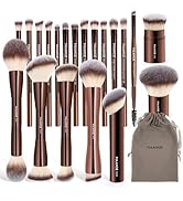 MAANGE 20 PCS Foundation Makeup Brush Set, Double-ended Kabuki Contour Brush for Liquid Powder Co...