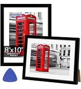 HOMERHYME Picture Frames 8x10, Set of 2 Black Photo Frame for Tabletop or Wall Display, Display P...