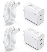 iPhone 15 16 Charger, 2 Pack 40W USB C Charger Dual Port Fast Charging Block (2-Pack 6 ft USB C t...