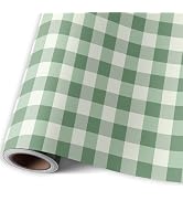 ZDSPIDE Green Plaid Wrapping Paper Roll, 17 inch x 16.4 ft Gift Wrap for Birthday, Valentine's Da...