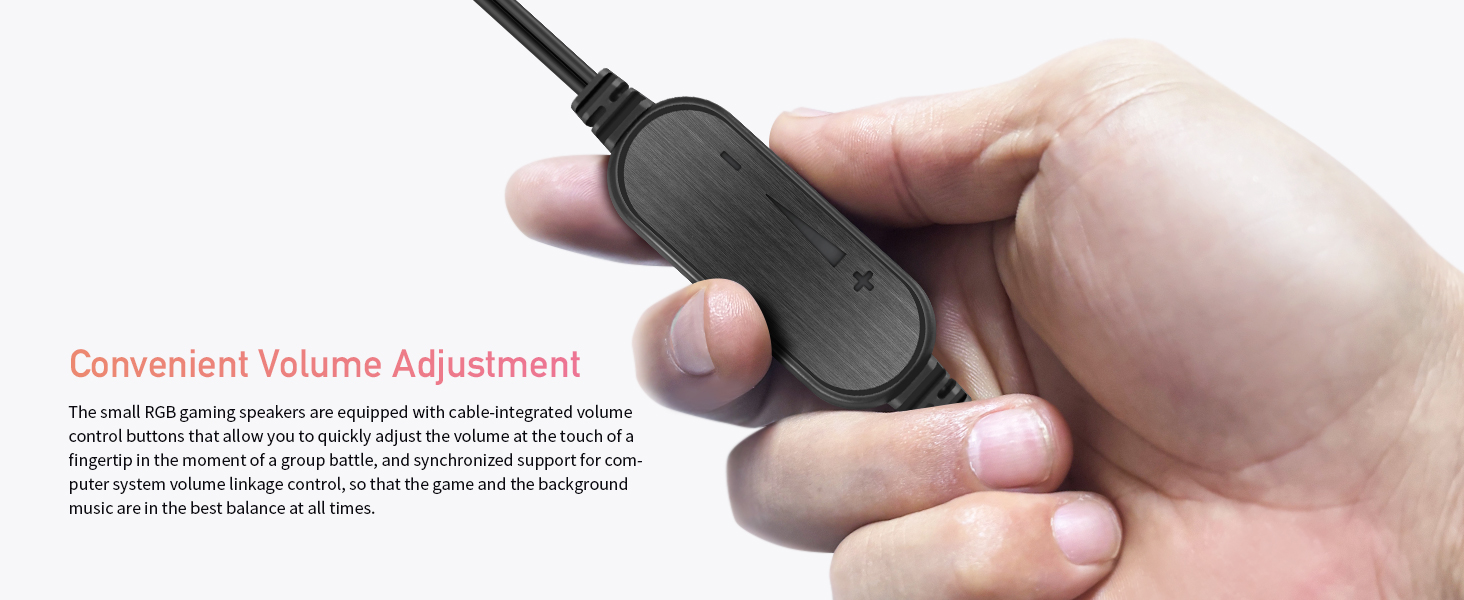 Convenient volume adjustment for gaming speakers