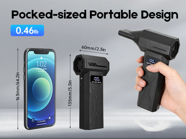 Portable Electric Air Duster, Rechargeable Cordless Air Blower with LED Light for Computer compact