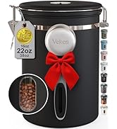 Veken Coffee Canister with Window,Airtight Stainless Steel Pantry Container,Home Kitchen Food Sto...