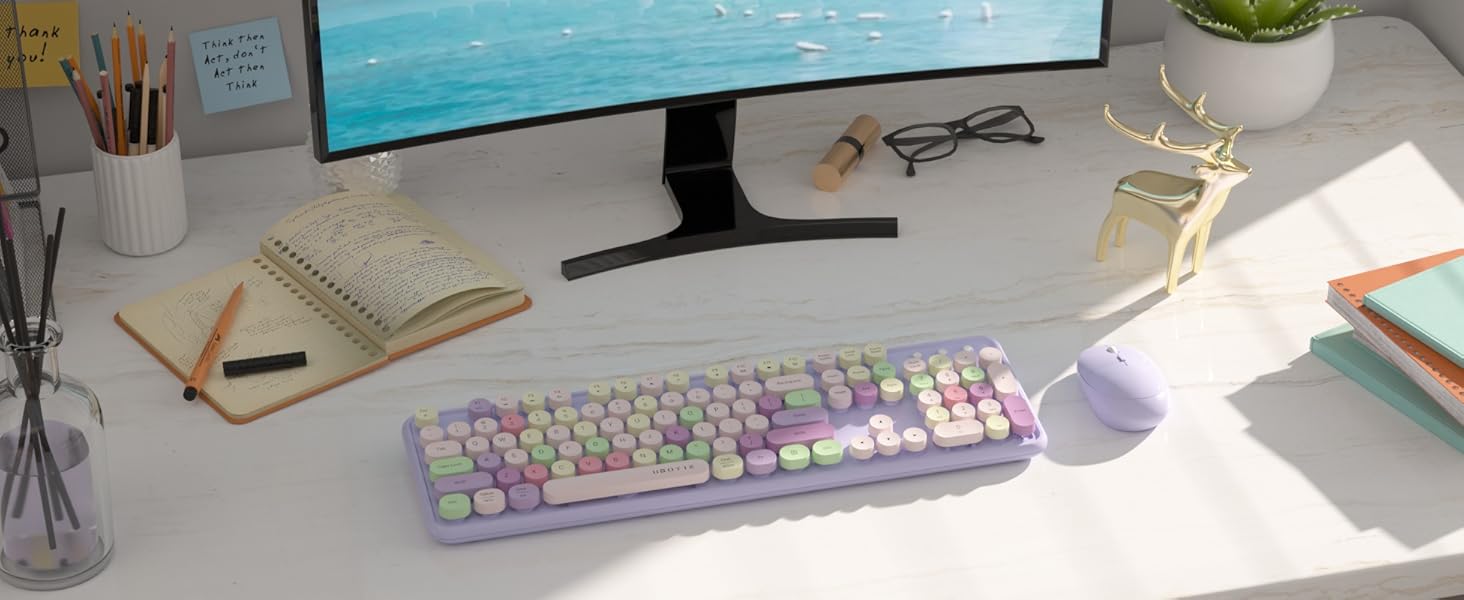 Purple colorful keyboard and mouse