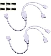 RGBZONE 2 Pack 4 Pin 1 to 2 Female LED RGB Splitter Connector Cable with 6 Free Male 4 Pin Plugs ...