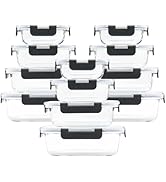 Glass Food Storage Containers [24-Piece] Airtight Glass Storage Containers with Lids for Meal Pre...