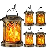 KOOPER 4PCS Solar Lantern Lights Outdoor, Upgraded Flickering Flame Solar Lanterns Lights Outdoor...