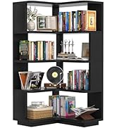 Armocity Corner Book Shelf - 5 Tier Corner Bookshelf Etagere Bookcase with Baffle, Freestanding L...