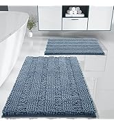 Yimobra Washable Bathroom Rugs Sets 2 Piece, Non Slip Quick Dry Absorbent Bath Mat Set, Chenille ...