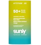 ATTITUDE Face Sunscreen Stick SPF 50, Broad Spectrum Zinc Oxide, EWG Verified, Non-Nano, Lightwei...