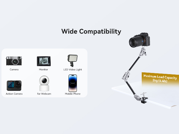 magic arm clamp overhead camera mount