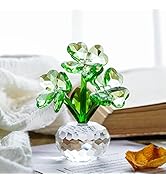 QFkris Crystal Flower Dreams Four-Leaf Clover Figurine Collectibles Crystal Ornament Gift for St....