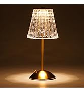 Nusogon Cordless Lamp,Touch Dimmable Crystal Lamp 3 Colors,Portable LED Gold Lamp,Rechargeable Sm...