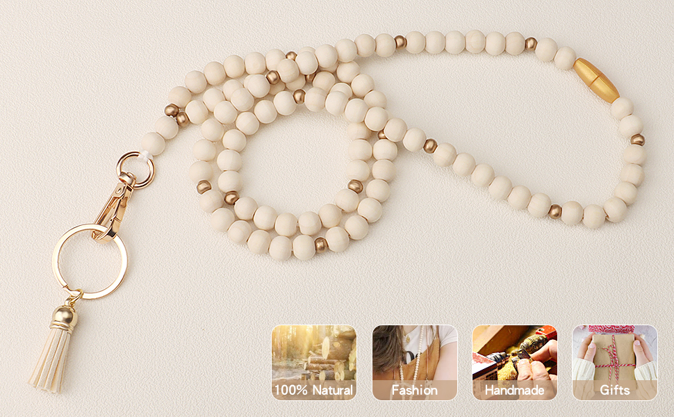 wood bead teacher lanyard