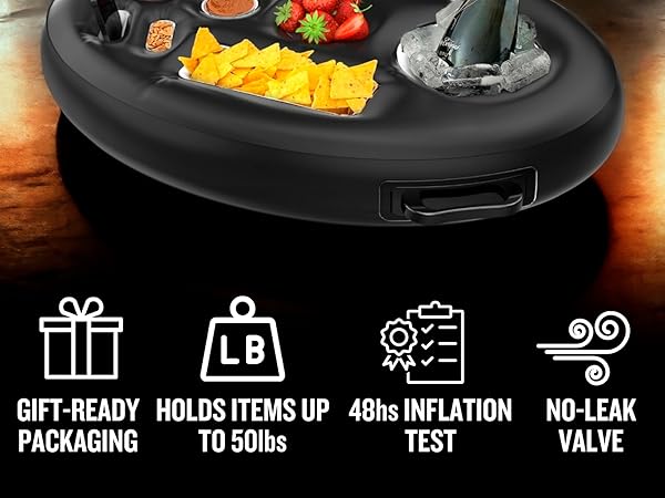 inflatable snack tray must have pool things hot tub essentials floating drink holder for lake fun