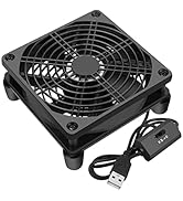 Qirssyn 120mm 5V USB Fan with Multi Speed Controller for Router Modem Receiver DVR Xbox TV Box T-...