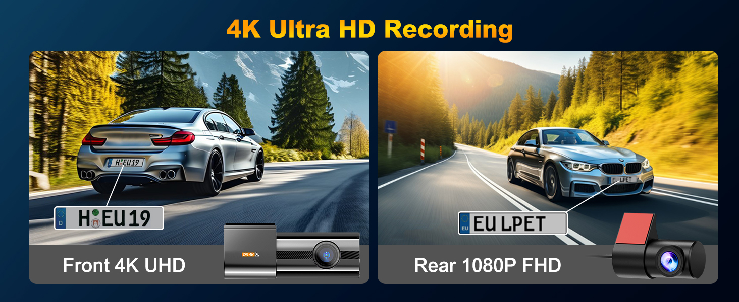 4k dash cam front and rear