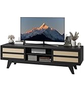 Claiks Boho TV Stand for 65 Inch TV, Modern Entertainment Center with 2 Rattan Storage Cabinets &amp;...