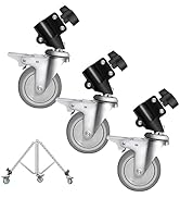 Wellmaking 3-Pack Professional Swivel Caster Light Stand Wheel Sets, Durable Metal Construction a...