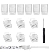 VIPMOON 12 Pack 4-Pin RGB LED Strip Light Connectors 10mm Gapless Solderless Unwired Clips Strip ...