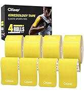 CKeep 4 Rolls Kinesiology Tape, Original Cotton Elastic Athletic Tape, 20 Precut 10" Strips Each,...