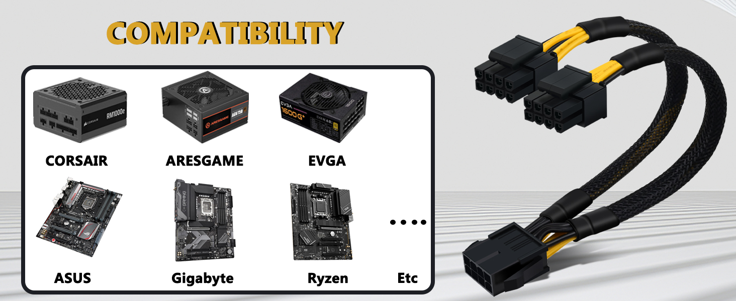 CPU 8 Pin to 8(4+4)Pin Splitter Cable