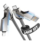 [One is Enough] 4-in-1 Compatible with USB C to Lightning Cable, 240W High-Speed Charging &amp; Fast ...