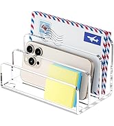FUCDTEFC Mail Organizer Countertop, 3 Section Clear Acrylic Small File Holders Letter Organizer f...