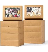 50PCS 8x6x2.5 Inch Brown Bakery Boxes with Window, Pastry Box for Chocolate Strawberries, Macaron...