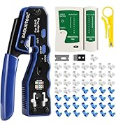 RJ45 Crimp Tool Kit Pass Through Crimper Cutter for Cat5 Cat5e Cat6 Cat6a 8P8C Modular Connector ...